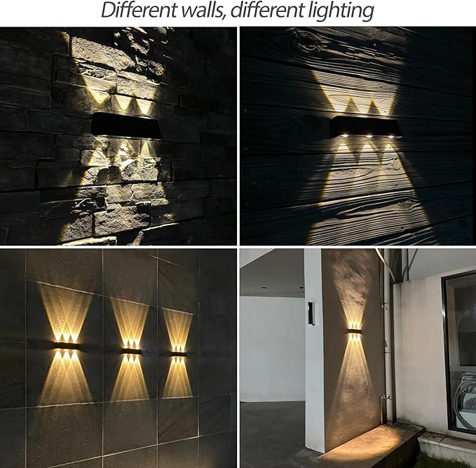 Solar Sconce Lights Outdoor Up and Down Waterproof Aluminum Solar Wall Lights Dusk to Dawn 3000K Warm White for House Outside Sign Yard Porch