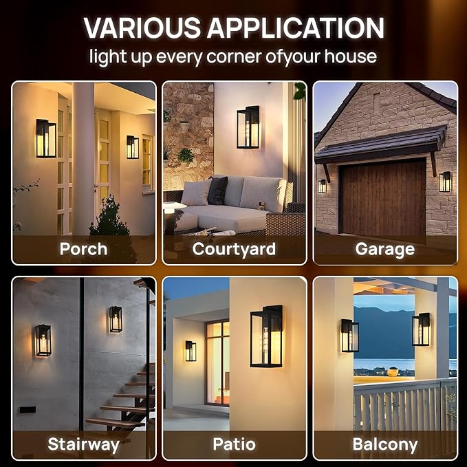 Black Outside Lights for House 15 H Outdoor Wall Sconce Waterproof Large Exterior Light Fixtures for Garage Doorway Porch Patio1 Pack