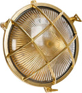 Sunluck Brass Bulkhead Light Grid Round Nautical Wall LampshadeCeiling MountSauna Light Waterproof IP54Rust ResistantDecoration CafeBarPorchesPatiosRestaurants