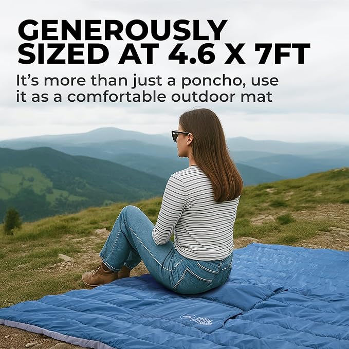 Tough Outdoors 5 in 1 Camping Poncho - Packable Blanket - Wearable Sleeping Bag Adult - Sleeping Bag Poncho - Waterproof