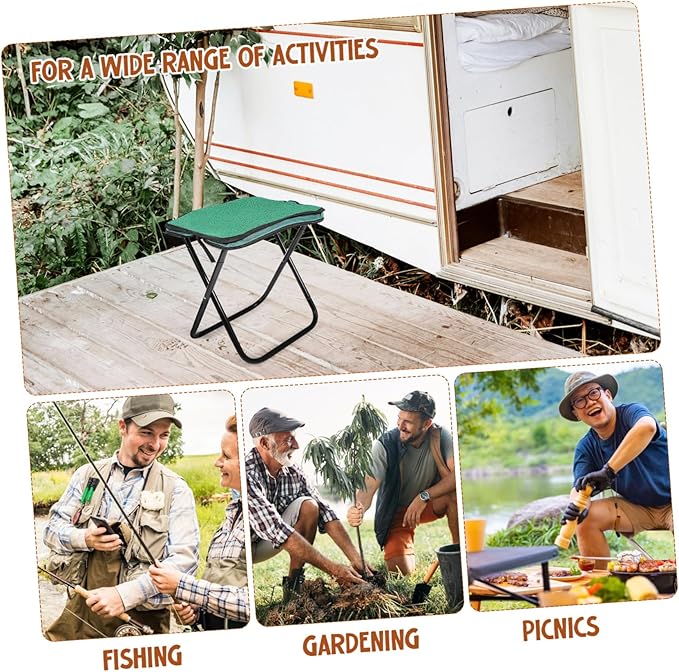 GARVALON Folding Stool for Outside Activities Portable Aluminum Stool Foot Rest for Camping Hiking and Travel