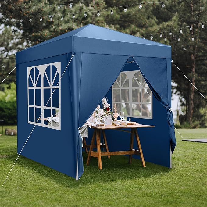 2 x 2m Two Doors &amp Two Windows Practical Waterproof Right-Angle Folding Tent Blue