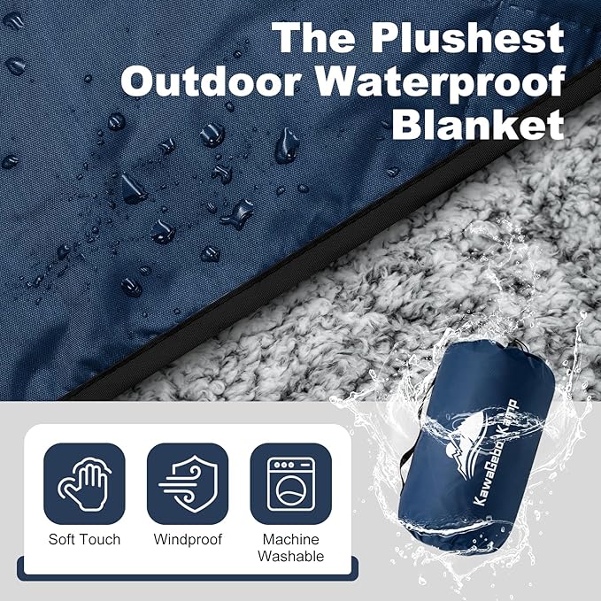 Sherpa Warm Outdoor Camping Blanket - Fleece Waterproof Outdoor Blanket for Camping Picnics and Sports Stay Dry and Comfortable