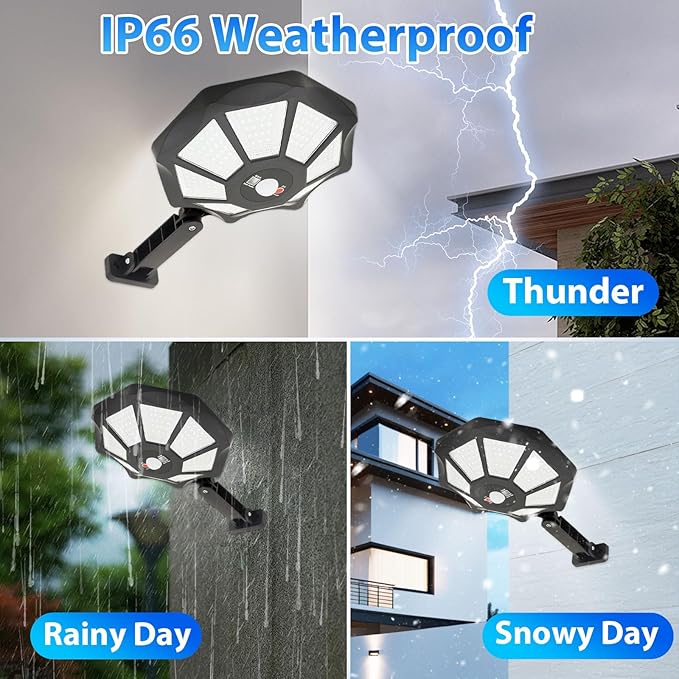 Solar Street Lights Outdoor WaterproofIP65 Outdoor Solar Lights Dusk to Dawn168 LED Flood Motion Sensor for Parks Courtyards 2 Pack