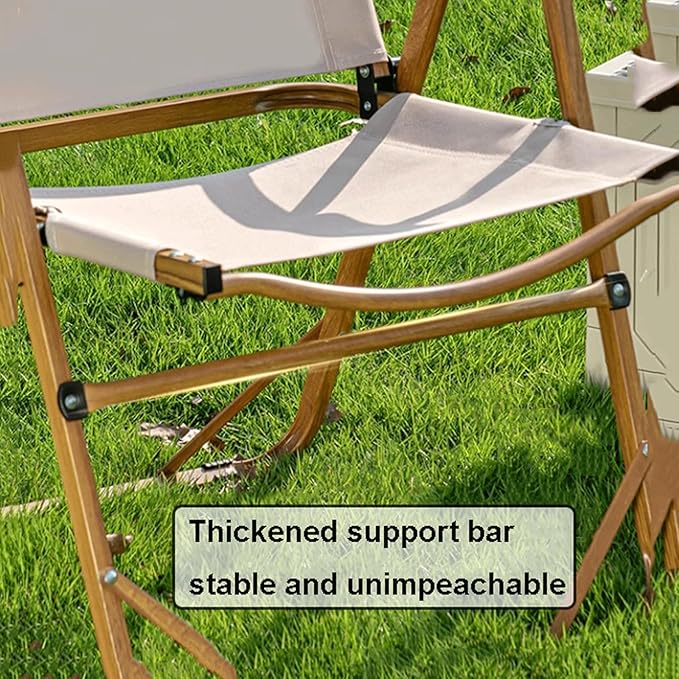 Aluminum Black Practical Outdoor Camping Folding Chair Portable Oxford Cloth Beach Chair Beech Wood Armrests for Parks Backpacking Yard Load Capacity 350 Lbs