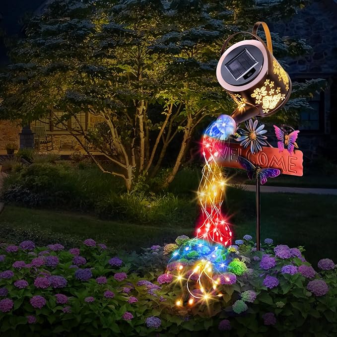 Solar Watering Can Light Solar Lights Outdoor Decor Garden Decor Lights for Yard IP65 Waterproof Hanging Lantern Lights Gifts for Women Mom for Yard Patio Lawn Pathway Landscape (Multicolour)