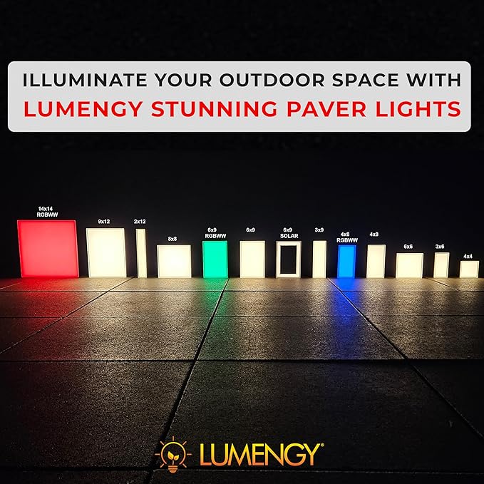 LUMENGY Paver Light 2x8 Inch (1.97x7.87) 5000K Daylight Glare-Free Brick Lighting for Driveways Walkways Pool Decks and Patios 12V Hardwired IP67 Waterproof Drive-Over Rated