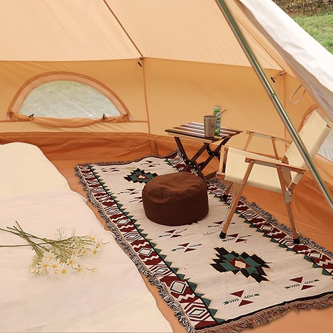 Luxury Cotton Bell Tent Yurt Canvas Tent with Stove Jack 4/6/8 Person Family 4 Season Camping