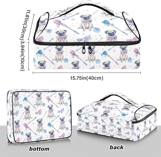 Casserole Carrier Cartoon Dog PatternInsulated Casserole Carrier for Hot or Cold Food Thermal Lunch Tote for Potluck Parties Picnic Beach Fits 9 x 13 Inches Baking Dish