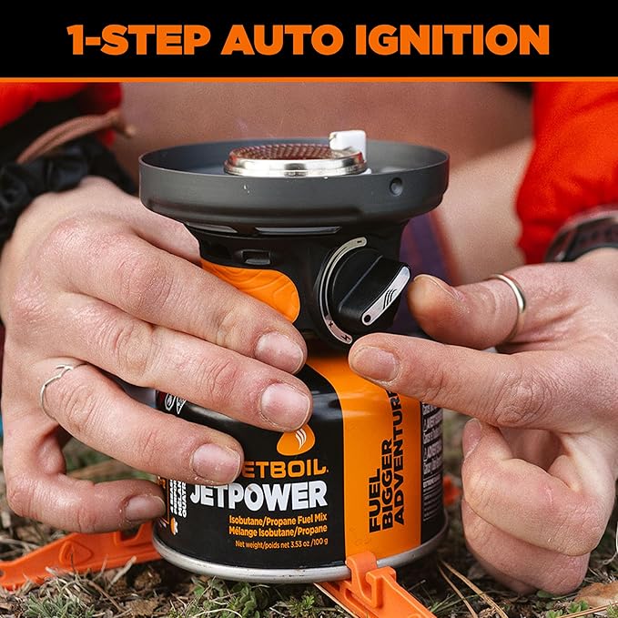 Jetboil Flash Portable Fast Boil Stove for Camping and Backpacking with 1-Step Auto Ignition Propane/Isobutane Burner with Cooking Cup