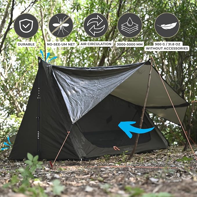 onewind Ultralight One Person Bivy Tent Backpacking Tent for Single Person Waterproof Silnylon Lightweight for Camping Backpacking Hiking NO Trekking Pole