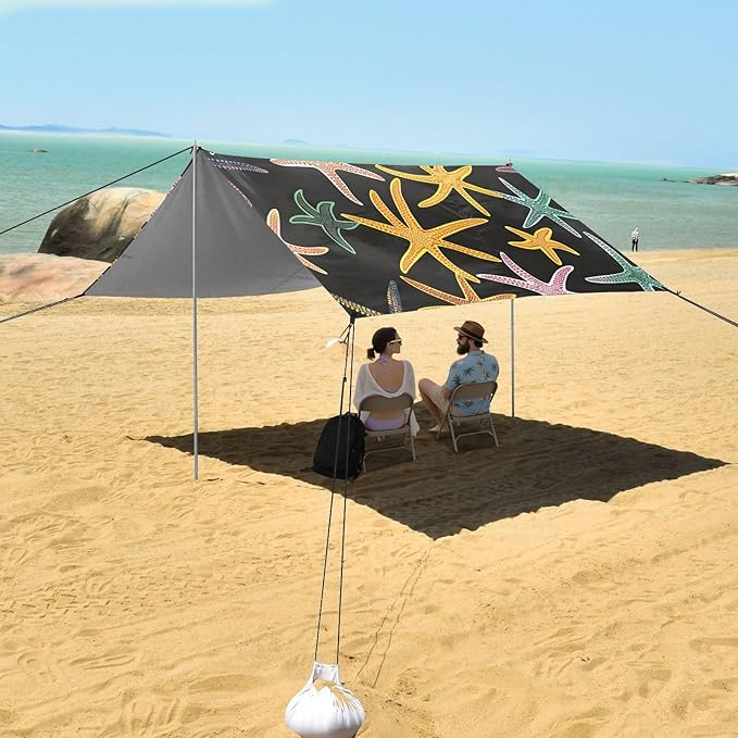 Starfish Camping Sun Shelter Beach Tent Portable Beach Sun Shade Outdoor Canopy for Camping Trips Fishing Picnic