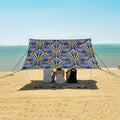ALAZA Royal Blue &amp Golden Art Deco Floral Beach Tent Sun Shelter UPF50+ Protection Beach Shade Canopy w/ 4 Sandbags for Outdoor Camping Fishing Backyard Fun Picnic 10x9 ft