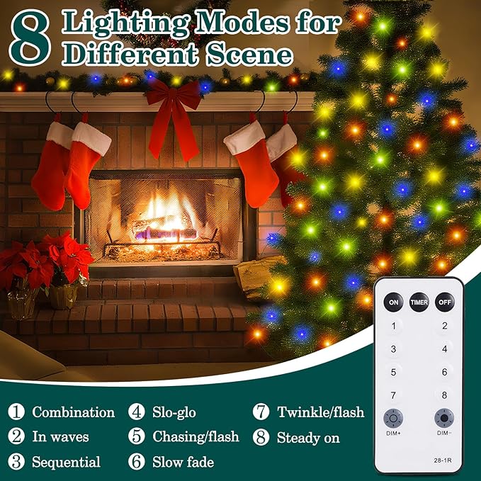 HYH Christmas Lights Outdoor 1000 LED 328FT String Lights Multicolored IP67 Waterproof Indoor Christmas Fairy Multifunction Roll Light with Remote for Garden Tree Patio Balcony Xmas Party Decor