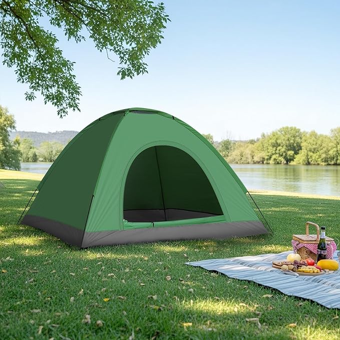 Outvita Camping Dome Tent 1-4 Person Waterproof Windproof Easy Setup Spacious Family Tents with Carry Bag &amp Rain Fly for Hiking Backpacking Traveling Glamping Beach