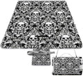 Gothic Skulls Damask Style Black White Waterproof Outdoor Picnic Blanket Sandproof Beach Mat for Camping Hiking Grass Travelling