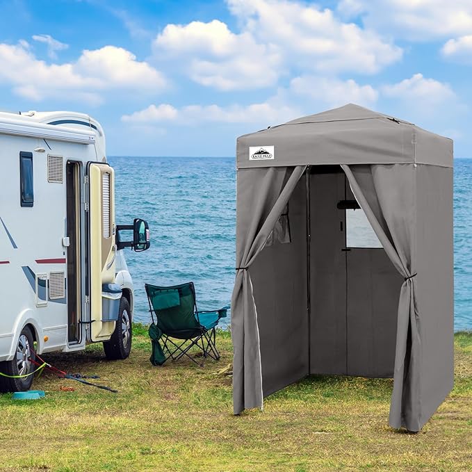EAGLE PEAK Flex Ultra Compact 4x4 Pop-up Canopy Tent with Vented Top Sun Shelter Fast Set Up Changing Room Portable Privacy Canopy for Camping Photoshoots and More (Gray)