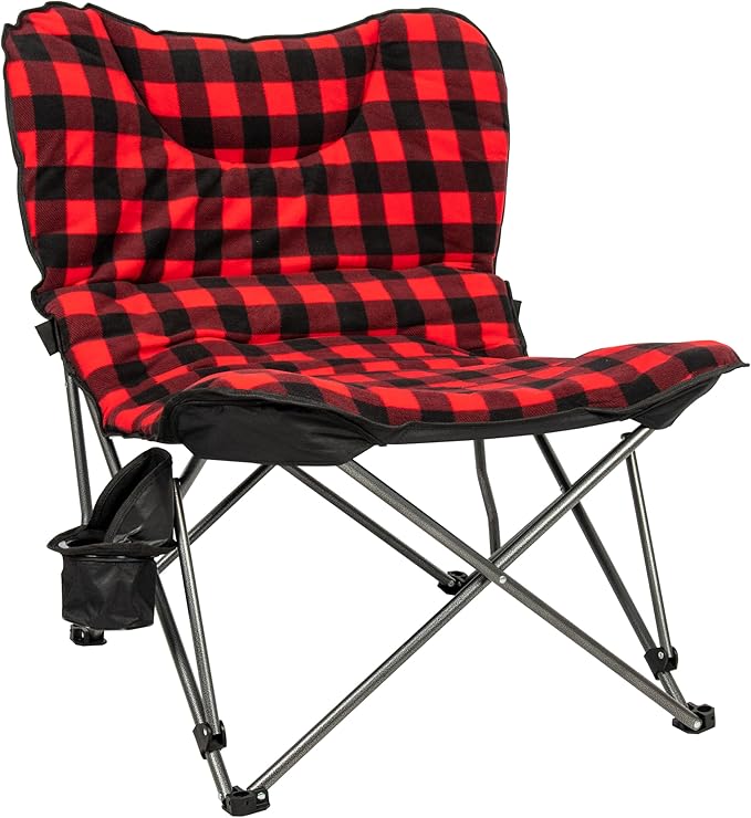 Camp &amp GO Extra Large Ultra Padded Outdoor Camping Chair Portable Folding Camp Chair with Wide Padded Seat Cup Holder and Carry Bag Multicolor