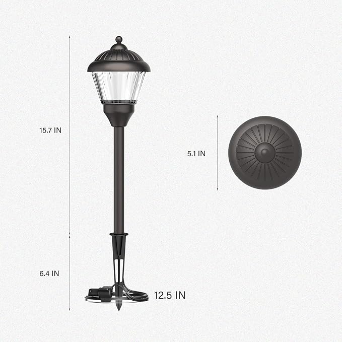 GOODSMANN Pathway Lights 1.5W LED 6PK Outdoor Low Voltage Landscape Lighting Kits 100 Lumen Hardwired Path Light 3000K Warm White Metal 12V Bronze Electric Sidewalk Walkway Lights with Cable Connector