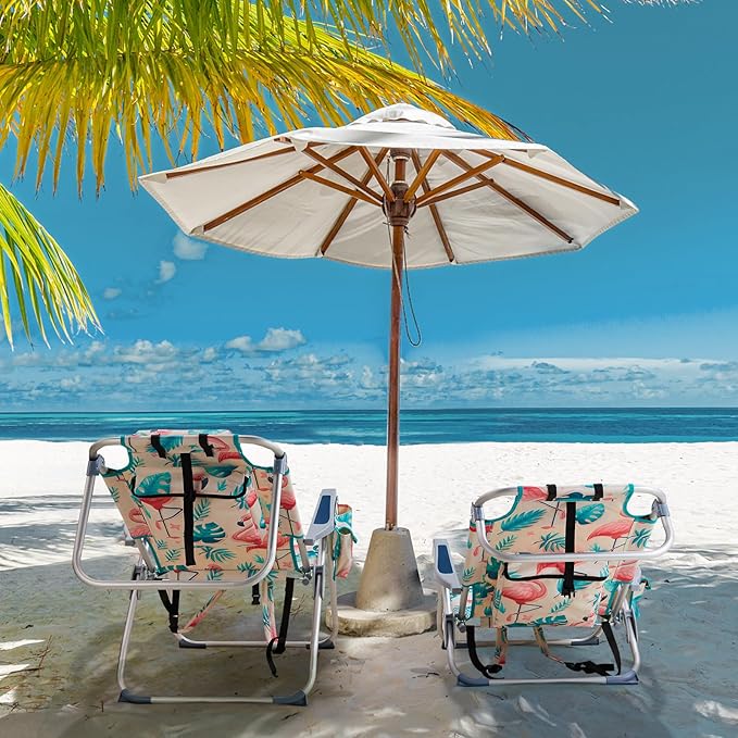 63 * 70 * 99cm Heightened Oxford Cloth Silver White Aluminum Tube Bearing 100kg Beach Chair Flamingo