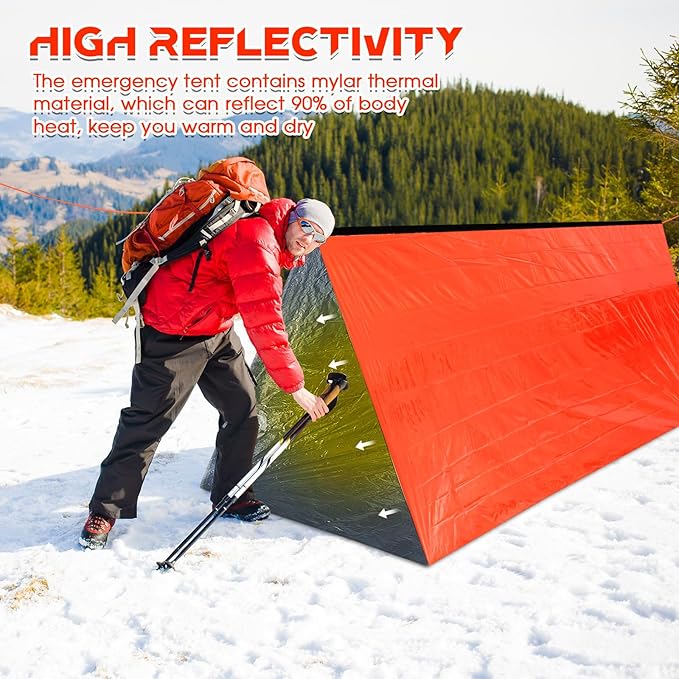 Woanger 4/10/20 Pcs Emergency Tent for Homeless Survival Tents Bulk 2 Person Tube Camping Tents 8 ft x 3 ft Shelter Survival Tent Portable Shelter for Hiking Backpacking Camping Outdoor