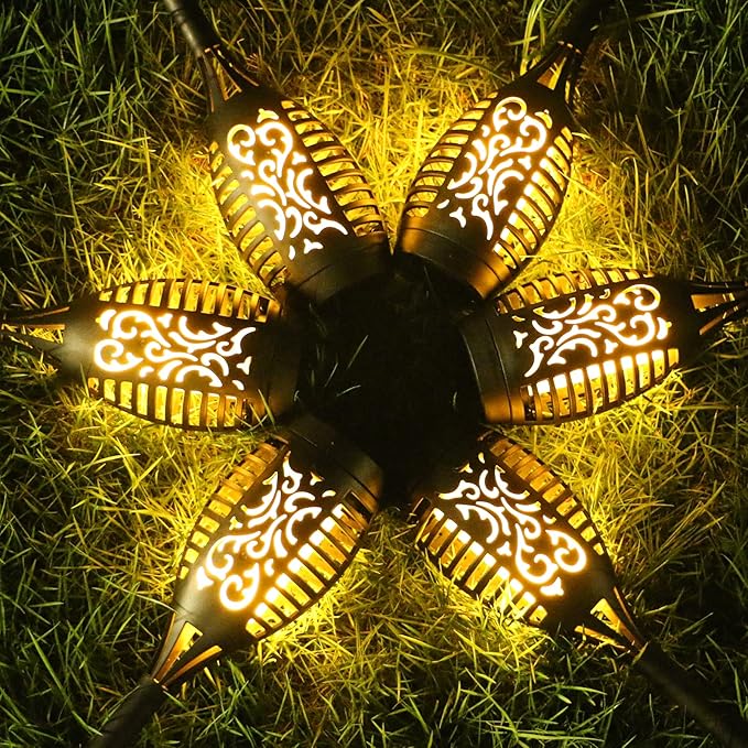 Solar Lights Outdoor 12 Pack Solar Torch Light with Flickering Flame Waterproof Outdoor Lighting Solar Powered Pathway Lights Decoration Lighting for Garden Yard Patio Auto On/Off