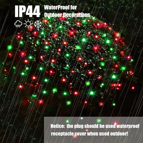 120Led Christmas Net Lights Outdoor 5ft x 6ft Connectable 8 Modes Waterproof 29V Plug in Black Wire Mesh Net Christmas Lights for Bushes Shrubs Yard Trunk Xmas Tree Christmas Decorations (Red&ampGr