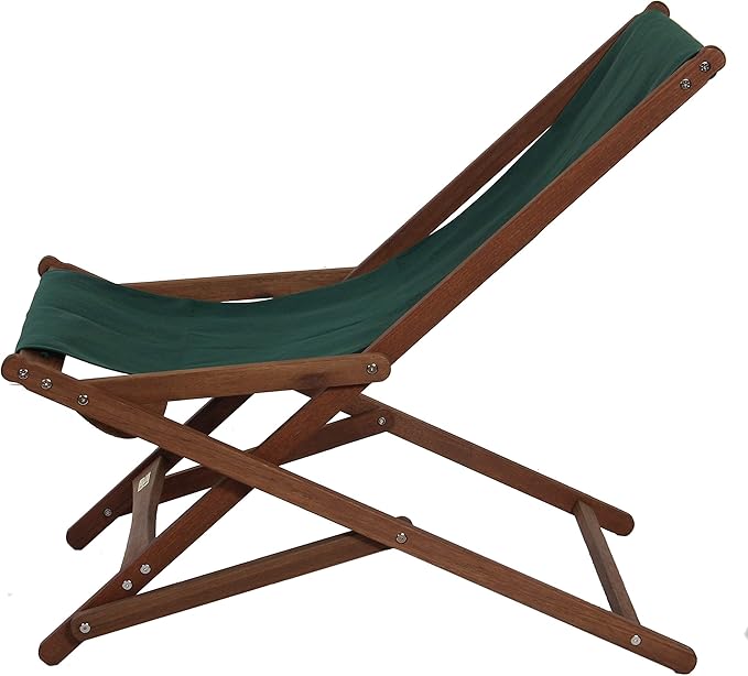BYER OF MAINE Pangean Glider Chair – Folding Wood &amp Canvas Chair – Portable Outdoor Chair for Porch Patio or Beach in Forest Green