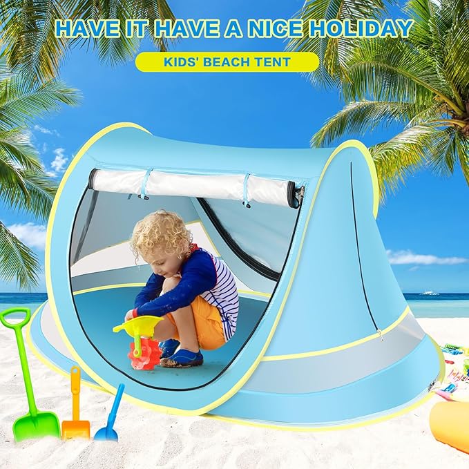 Baby Beach Tent Pop Up Toddler Travel Bed for Boys or Girls Sun Shade for Toddler Camping Infant Portable Sun Shade Summer Beach Baby