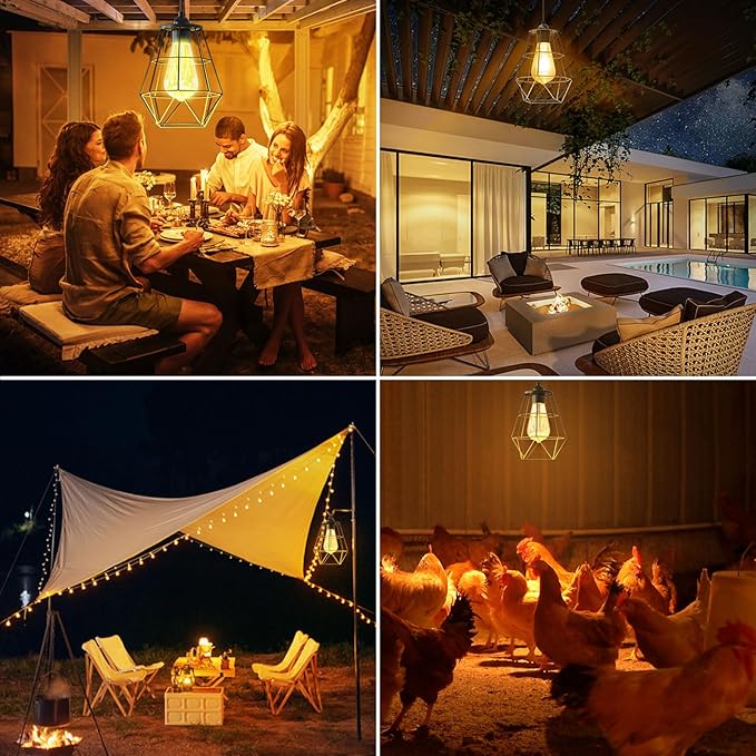Solar Chandelier Outdoor with 16FT Cord Dusk to Dawn Solar Pendant Light Timer Remote Control Waterproof for Gazebo Indoor Yard Playhouse (Lantern Plus)