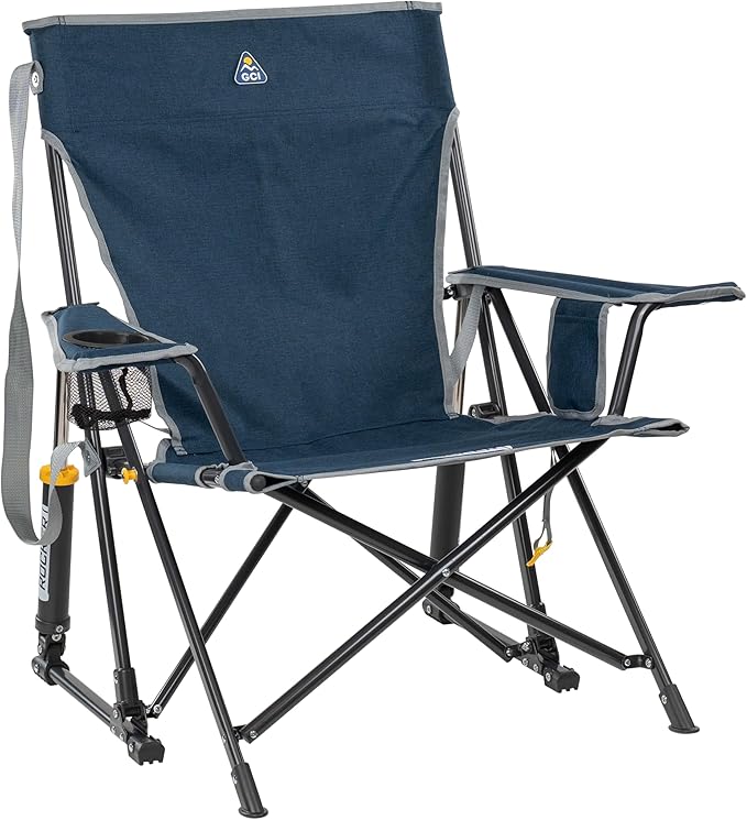 Outdoor Kickback Rocker Foldable Rocking Camp Chair (Blue)