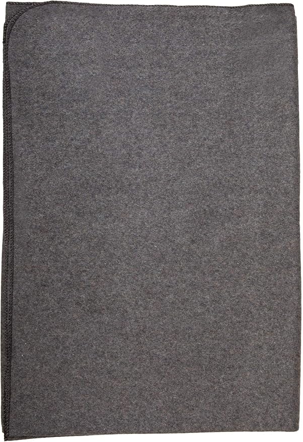 Farm Blue Wool Survival Emergency Blanket - Military Style 80” x 62” - Thick &amp Lightweight Army Camping - Large Camp Survival Blankets - Store in Car Hiking Backpacking &amp Festivals (Charcoal