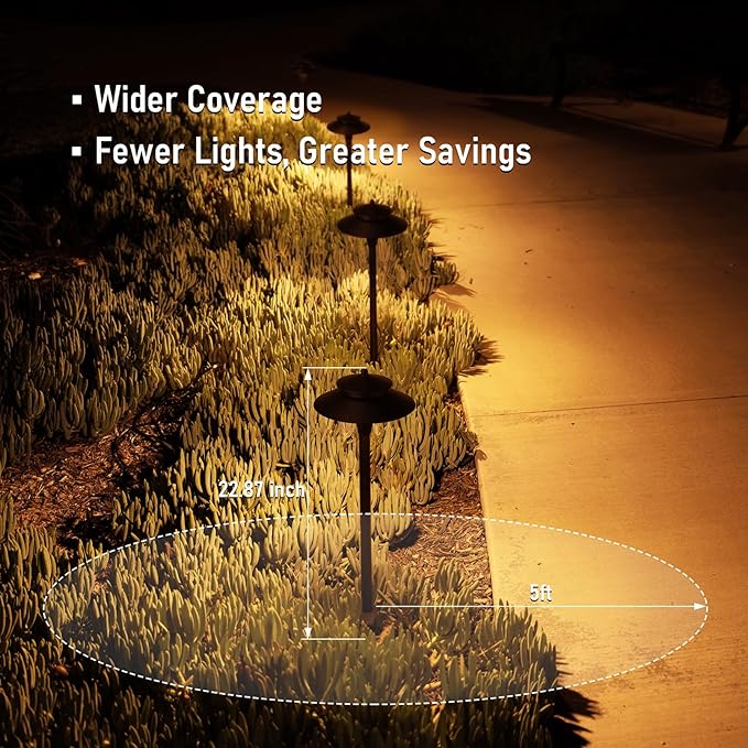 LEONLITE 5CCT Low Voltage Pathway Lights 12-24V LED Landscape Path Light 1800/2700/3000/4000/5000K Double Layer CRI90 IP65 Waterproof Landscape Lighting Aluminum Oil Rubbed Bronze Pack of 6