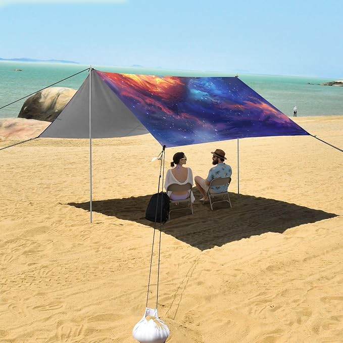 Camping Sun Shelters A Fire Dragon with Open Wings Spit Out Flames Beach Canopy 126 * 110.2in