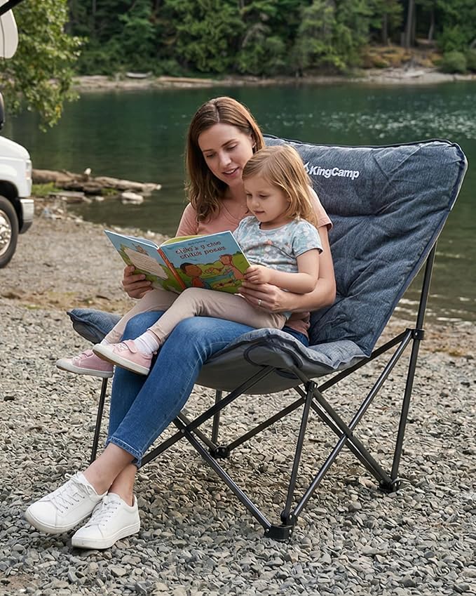 KingCamp Folding Comfy Butterfly Chair Oversized Padded Camping Chairs for Adults Comfortable Camp Chair 300lbs Heavy Duty with High Back for Outdoor Lawn Patio Bedroom Living Room Dorm