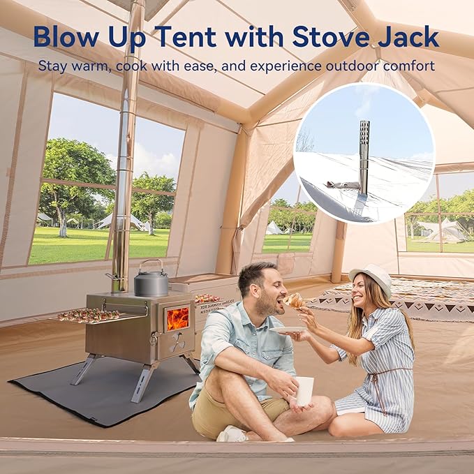 Inflatable Tent for Camping Waterproof Oxford Large Blow Up Hot Tent with Pump Easy Setup Inflatable Glamping House Air Tent for Family 4/6/8/10/12 People