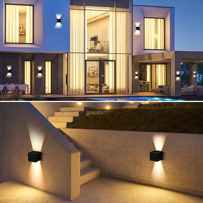 2 Pack Outdoor Wall Lights Fixture 20W3000K Exterior Modern Front Porch Sconces Hardwired Wall Mount Up Down Lighting for Patio Fence Hallway Entrance