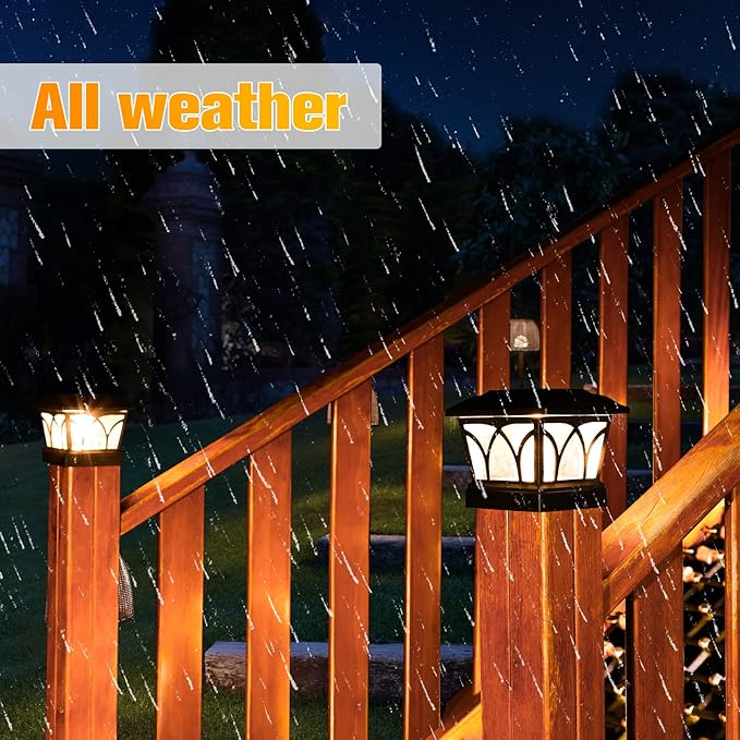 VOLISUN Solar Post Cap Lights Outdoor 8Pack with Edison LED Bulbs 2 Brightness Setting Fence Post Lights Solar Powered for Garden Fence Deck Mailbox Yard Porch Fits 4x4 6x6 Posts(Slate Black)
