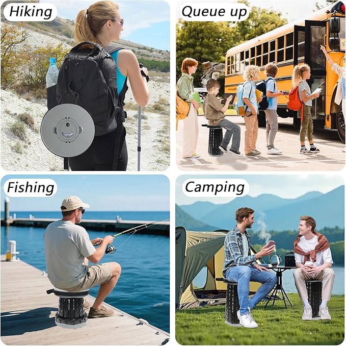 ALEVMOOM XXL 18.1 Telescoping Stool with Thick Cushion Portable Telescoping More Sturdy Capacity 880IbCollapsible Retractable Adjustable Folding Stool for Garden Hiking Fishing BBQ