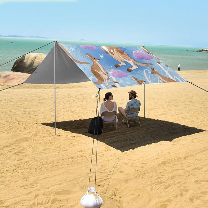 Purple Summer Kangaroo Beach Tent Camping Sun Shelters Portable Outdoor Canopy Sun Shade for Camping Trips Fishing Backyard Fun or Picnics Easy Setup with Carrying Bag