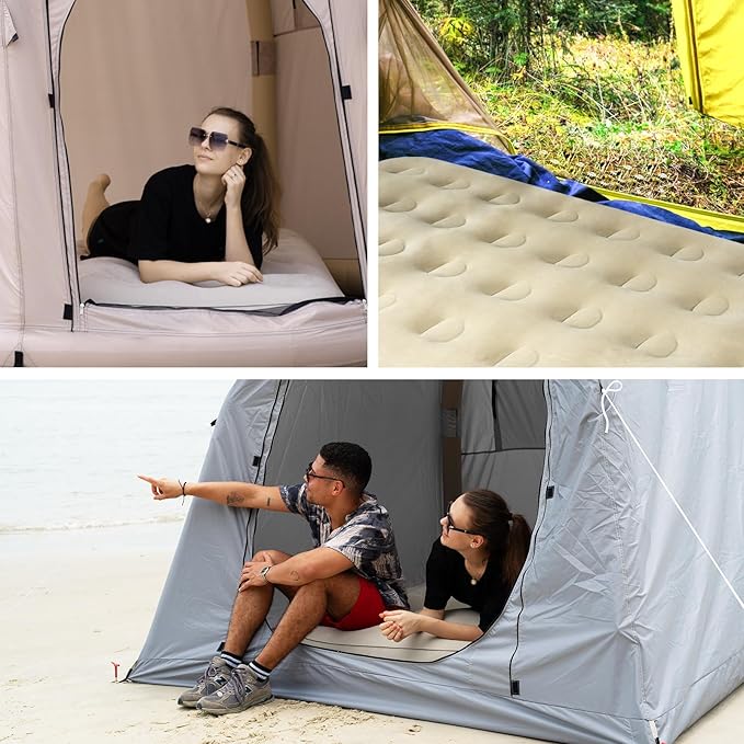 Twin Air Mattress with Fast Inflating Pump Blow up Mattress of Wave Flocked Top Durable Air Bed for Home Camping &amp Guests 8in Bed Height – 500lb Weight Capacity