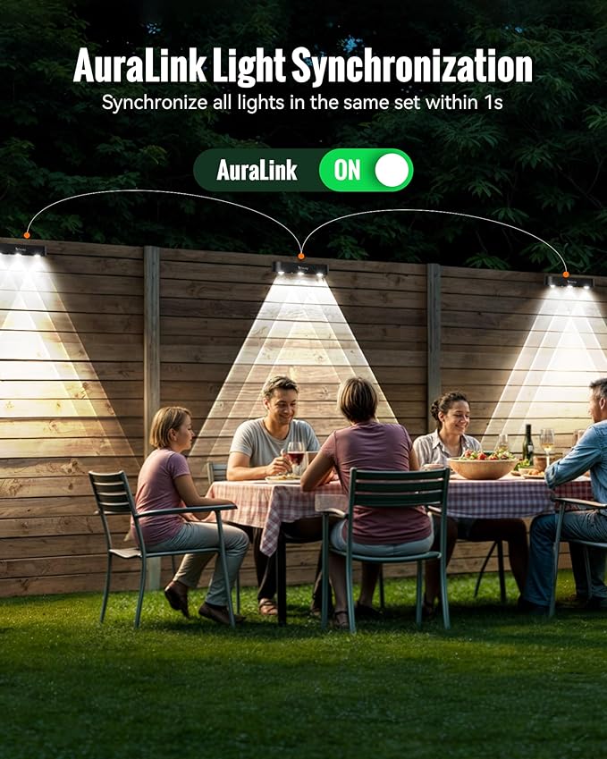 Solar Fence Lights Outdoor 8 Pack Upgraded 50LM RGB Outdoor Wall Lights with Sync Group Control &amp 10 Light Modes Fence Solar Light Outdoor Waterproof IP65 for Outside Porch Wall