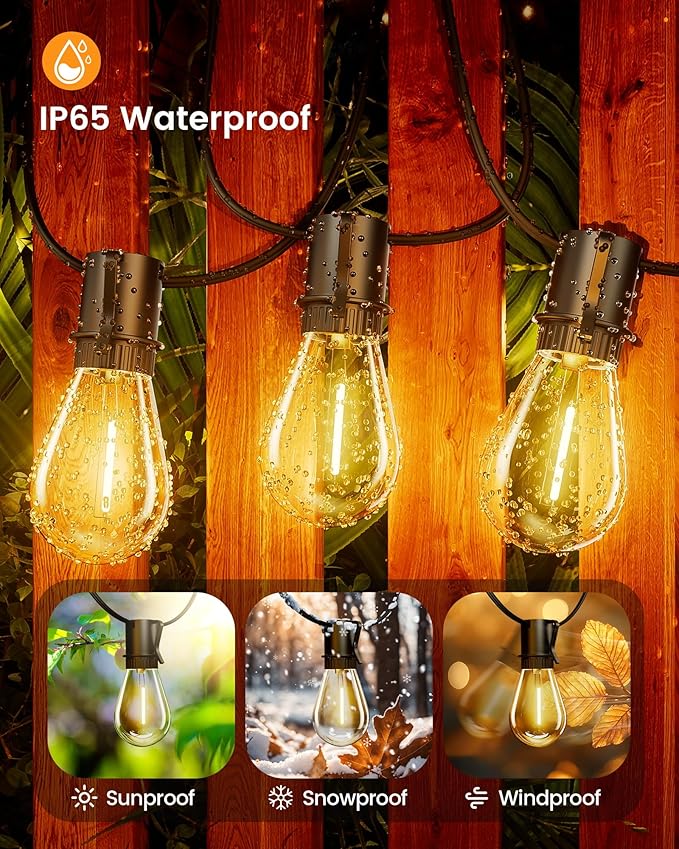 Torkase 150FT Outdoor String Lights LED 45+3 S14 Bulbs Shatterproof IP54 Waterproof Dimmable for Large Outdoor Events Resorts Hotel Lighting - Commercial Grade Connectable