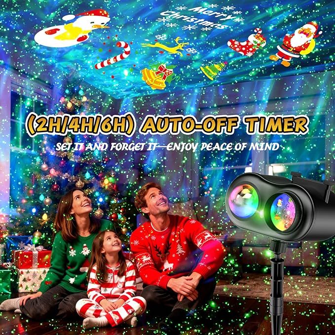Christmas Projector Lights Outdoor with Ocean Wave &amp Firefly Light 10 Slides/80 Patterns Holiday Projection Lights Indoor with Remote &amp Timer Waterproof Light Projector Christmas Decorations