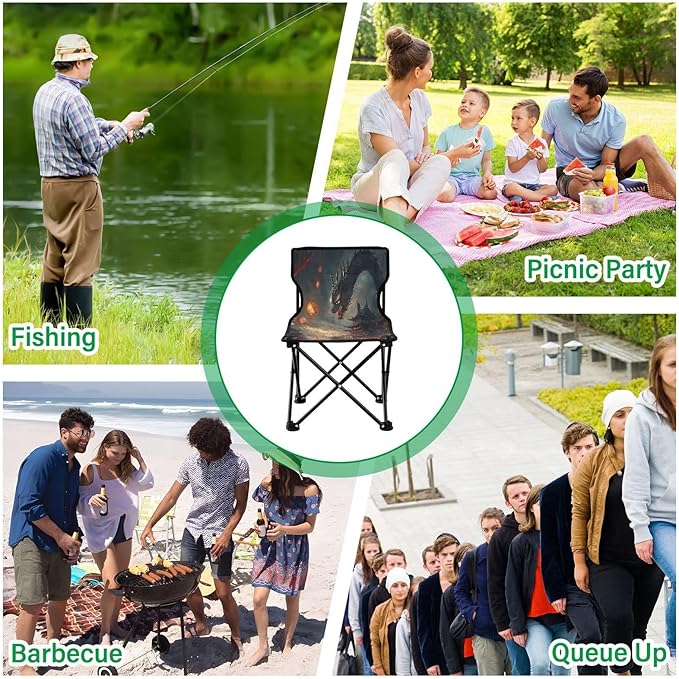 Dragon Dark Clouds Folding Camping Chairs Lightweight Portable Beach Chair Lawn Mini Chair for Leisure
