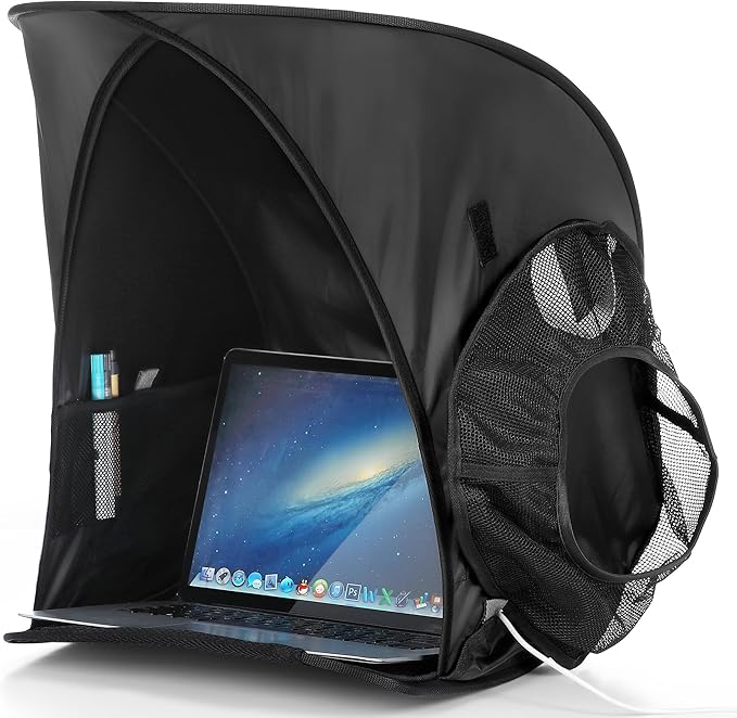 Portable Laptop Sun Shade Foldable Tent for Working Outside Travel Sun Shield for 13-16 inch Privacy Hood Heat &amp UV Reflective Waterproof Fabric