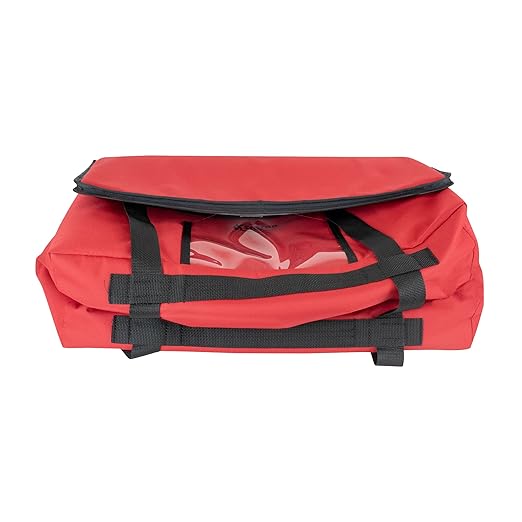 Sterno Delivery Leak Proof Insulated Bag Hot and Cold Container for Catering and Food Transport Durable Red Cloth Exterior with Tear-Resistant Vinyl Liner 15”L x 23”W x 13.5”H