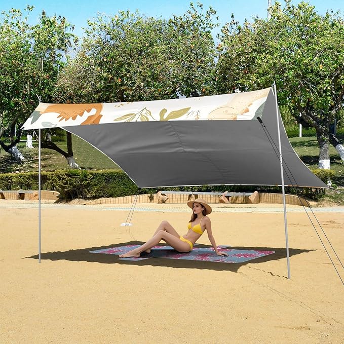 ALAZA Dinosaurs Dino Cartoon Beach Tent Sun Shelter UPF50+ Protection Beach Shade Canopy w/ 4 Sandbags for Outdoor Camping Fishing Backyard Fun Picnic 10x9 ft