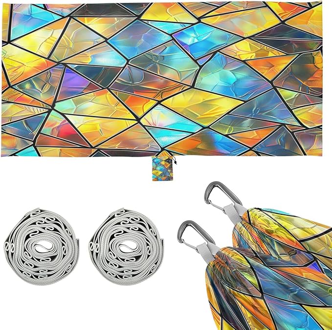 YETTASBIN Iridescent Triangles Camping Hammock - 330lbs Lightweight &amp Portable Single or Double Hammock with Tree Straps &amp Carry Bag for Indoor Outdoor Hiking Backpacking Travel Backyard Beach