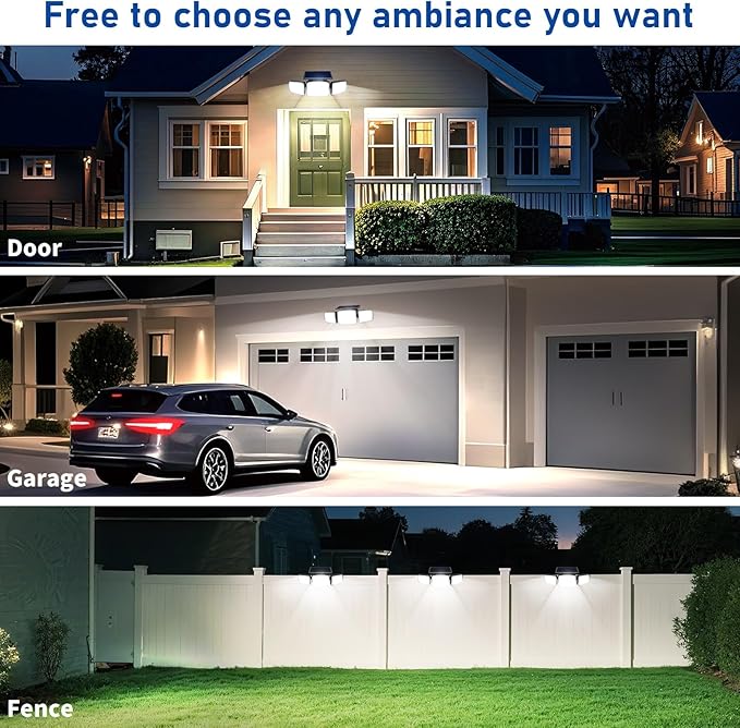 Solar Security Light OutdoorSolar Flood Light with Active Motion Sensor3 Heads 270° Wide AngleRemote ControlIP65 Waterproof 3 Modes (2 Packs)